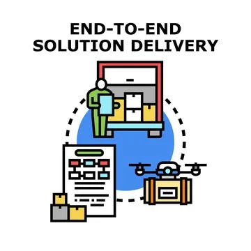 End to end solution delivery process workflow logistics 스톡 일러스트
