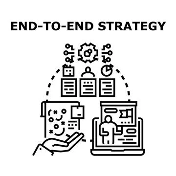 End to end strategy implementing business control vector Illustrazione stock