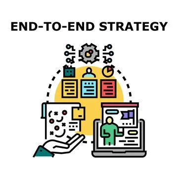 End to end strategy implementing business control vector Illustrazione stock