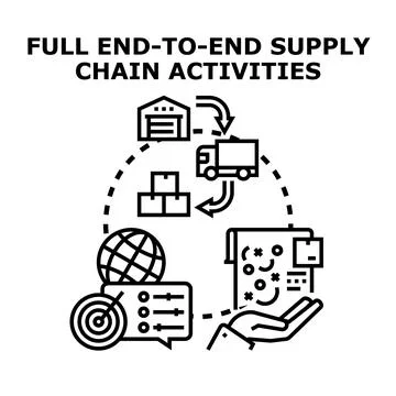 End to end supply chain activities management concept Stock Illustration