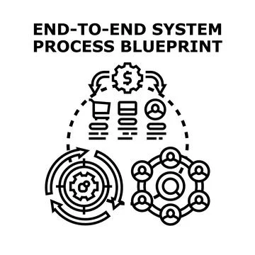 End to end system process blueprint development Illustrazione stock