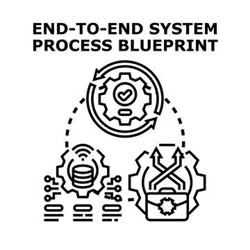 End to end system process blueprint development Illustrazione stock
