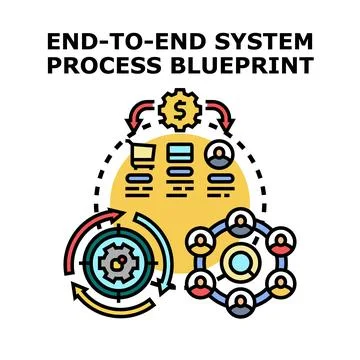 End to end system process blueprint development Stock Illustration