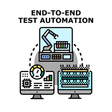 End to end test automation process with software development quality assuranc Stock Illustration
