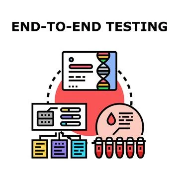 End to end testing concept with data analysis process Illustrazione stock