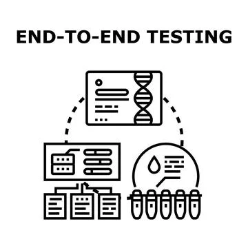 End to end testing concept with data analysis process Stock Illustration