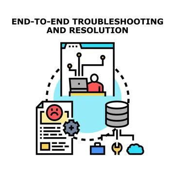 End to end troubleshooting and resolution process 库存插图