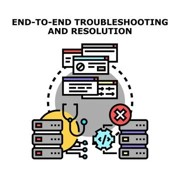 End to end troubleshooting and resolution process Stock Illustration