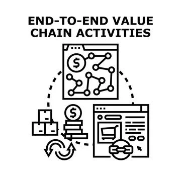 End to end value chain activities visualizing business process Stock Illustration