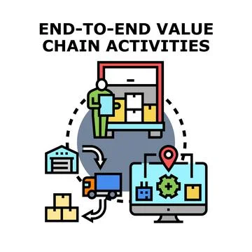 End to end value chain activity process development Stock Illustration