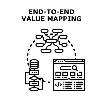 End to end value mapping process illustration 库存插图
