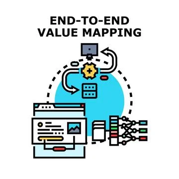 End to end value mapping process automation concept Stock Illustration