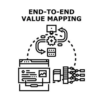 End to end value mapping process automation concept Stock Illustration
