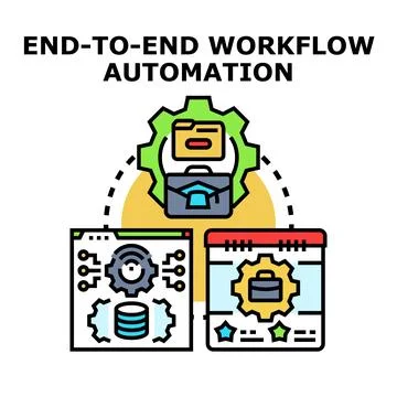 End to end workflow automation with digital processes 库存插图
