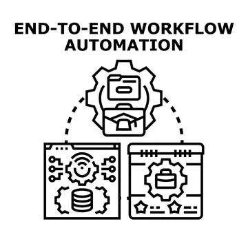 End to end workflow automation with digital processes Stockillustratie