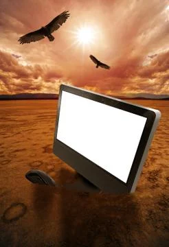 End of era technology and computers concept abstract illustration. put your m Illustrazione stock