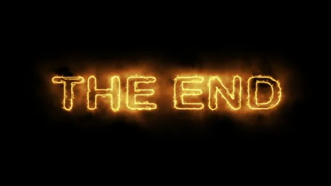 The End Fire Text Effect with Glowing Burning Letters on Black Background Stock Footage 340585222