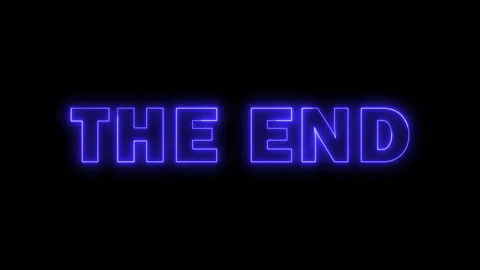 THE END Glowing Text Lines Reveal on Black Background. Stock Footage 331110889