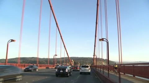 End of the Golden Gate Bridge handheld through sunroof Stock Footage 10844939