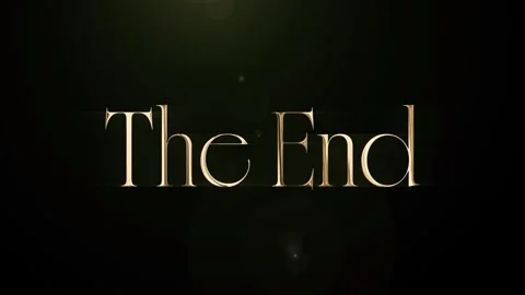 The End Golden Text Animation with Light Effect on Dark Cinematic Background Stock Footage 318826465