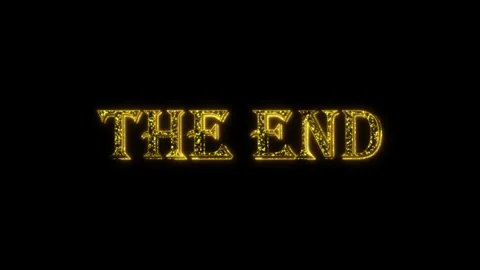 The end golden text animation particles shiny gold Stock Footage 296821516