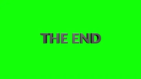 The end golden text with light glowing effect isolated with alpha channel. 3D Stock Footage 153812561