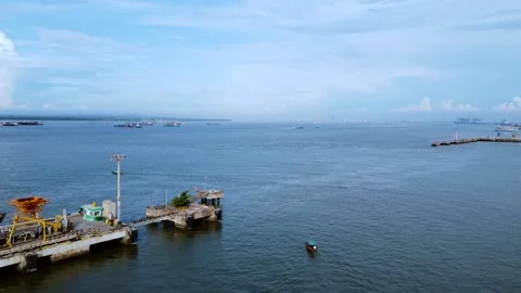 The end of the harbor pier in Gresik Stock Footage 197494613