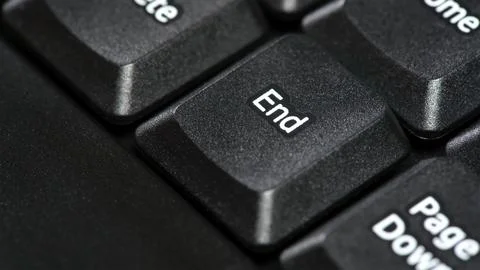End key on a desktop PC office computer keyboard, the end button macro, det.. Foto stock