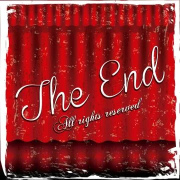 The end label over red wine background vector illustration Illustrazione stock
