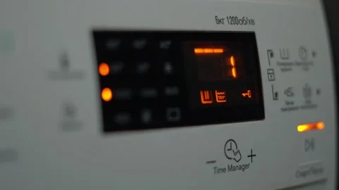 The end of the laundry process in the washing machine. Stock Footage 242600813