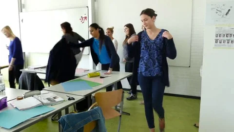 End of lessons in a school Stock Footage 69147006