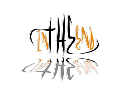 In The End lettering text on white background in vector illustration Stock Illustration