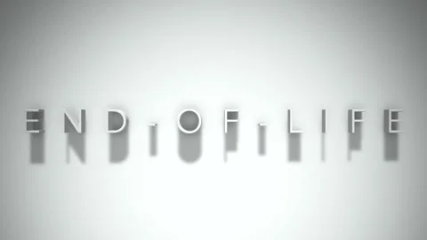 End-of-Life 3D title animation with shadows on a white background 動画素材 296519096