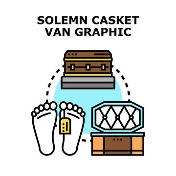 End of life process with solemn casket concept Stock Illustration