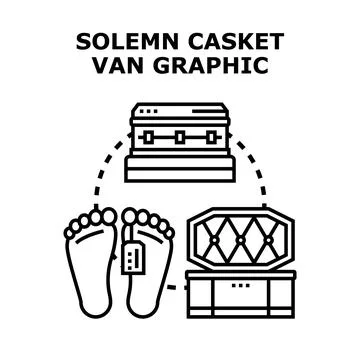 End of life process with solemn casket concept Stock Illustration
