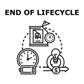 End of lifecycle concept illustration for product development Stock Illustration