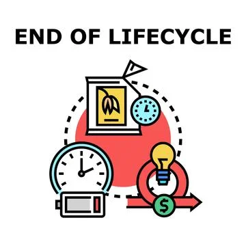 End of lifecycle concept illustration for product development Stock Illustration