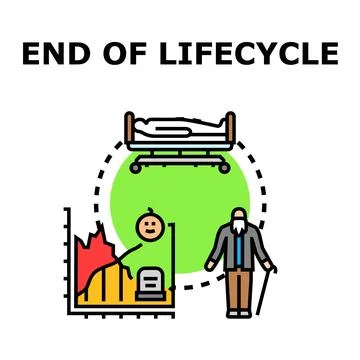 End of lifecycle concept showing human stages and mortality Stockillustratie