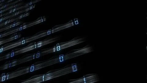 The end of the line of code. glitch rays transmit a binary code code to the Stock Footage 85633645