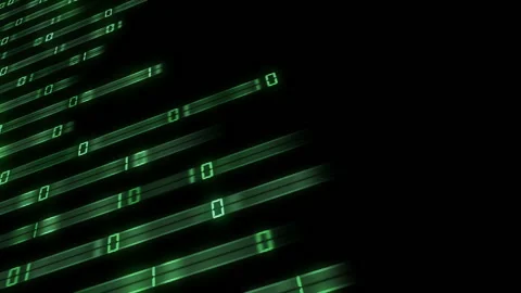 End of line of code. pattern green rays transmit binary code code to the center Stock Footage 85633590