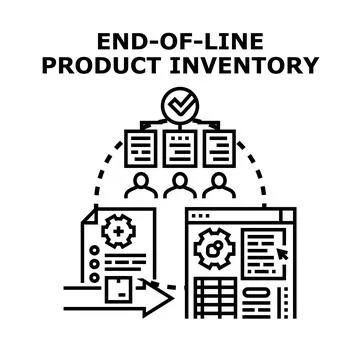 End of line product inventory process management Stockillustratie