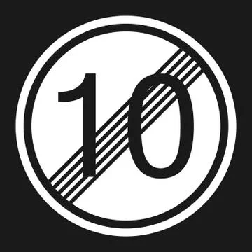 End maximum speed limit 10 sign flat icon Illustrazione stock