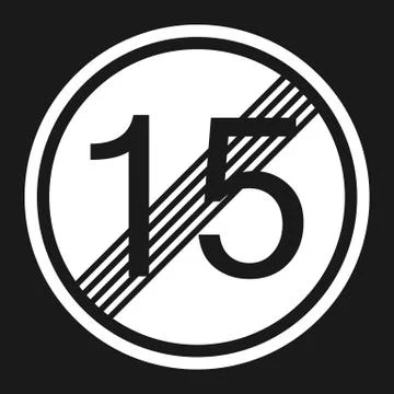 End maximum speed limit 15 sign flat icon Stock Illustration