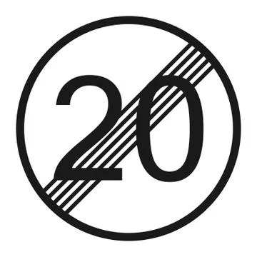 End maximum speed limit 20 sign line icon Illustrazione stock