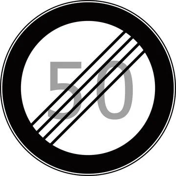 The end of the maximum speed limit zone. Stock Illustration