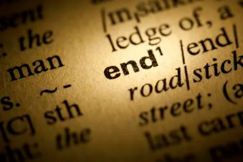 End meaning in dictionary Stock Photos