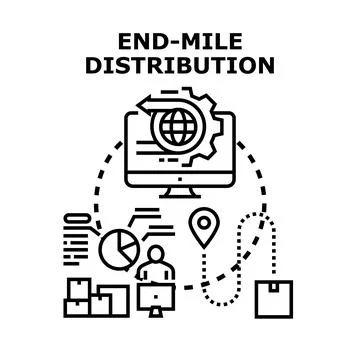 End mile distribution analyzing logistics and delivery process Stock Illustration