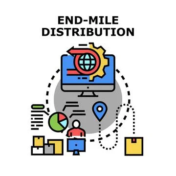 End mile distribution analyzing logistics and delivery process Stock Illustration