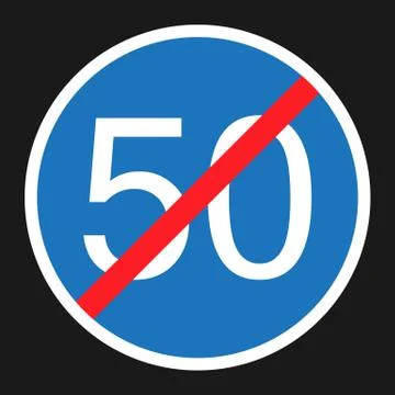 End Minimum Speed Sign 50 flat icon Stock Illustration
