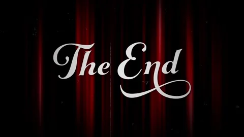 The End Movie Title Text Animation with Red Curtain Effect Stock Footage 345977391